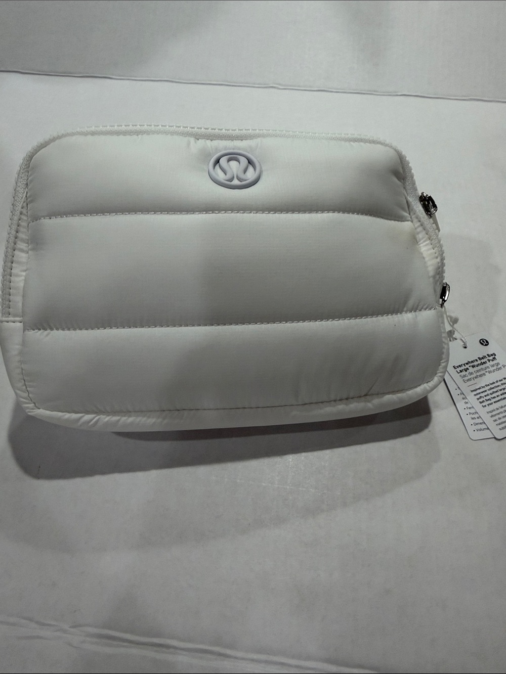 Sleek White Quilted Belt Bag with Padded Strap